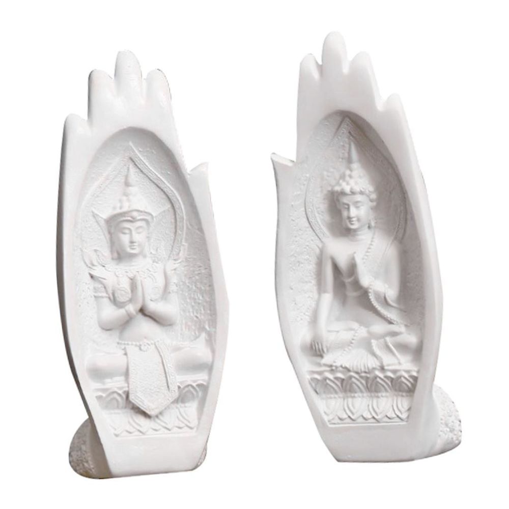 marque generique - Statue De Bouddha Sculpture Ganesha Figurine à La Main Pour La Décoration Intérieure Blanc - Statues