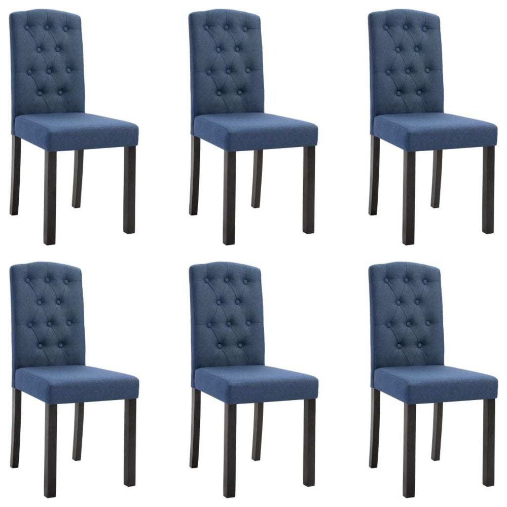 marque generique - Icaverne - Chaises de cuisine famille Chaises de salle à manger 6 pcs Bleu Tissu - Chaises