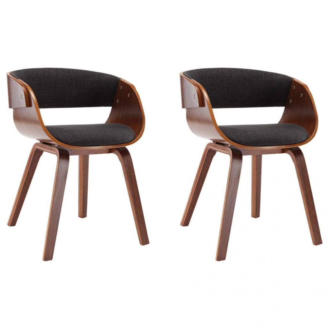 Decoshop26 - Lot de 2 chaises de salle à manger cuisine bois courbé et tissu gris CDS020464 - Chaises