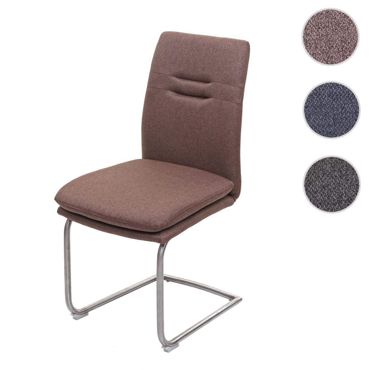 Mendler - Chaise de salle à manger HWC-H70, chaise de cuisine, balancant, tissu, acier inoxydable brossé ~ brun - Chaises