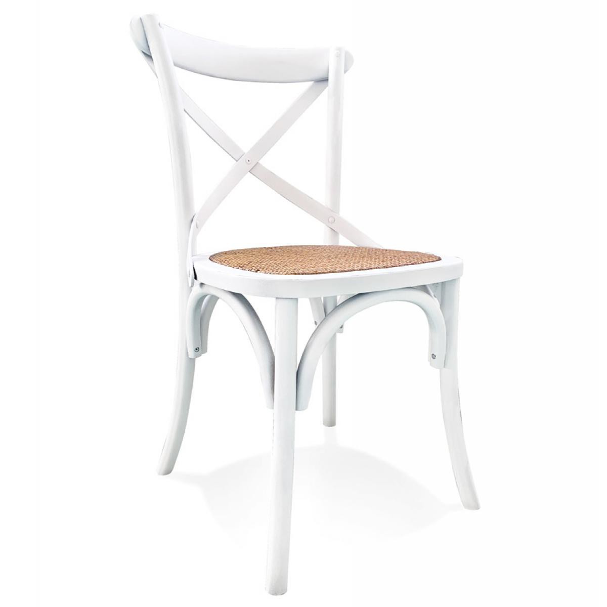 Alterego - Chaise de cuisine rétro 'CHABLY' en bois blanc - commande par 2 pièces / prix pour 1 pièce - Chaises