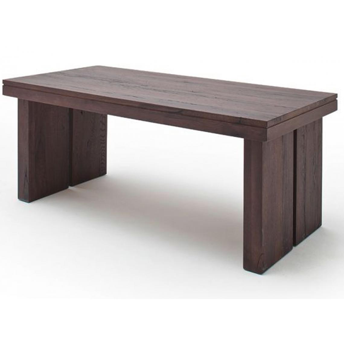 Pegane - Table à manger rectangulaire en chêne massif patiné laqué mat - L.220 x H.76 x P.100 cm - Tables à manger