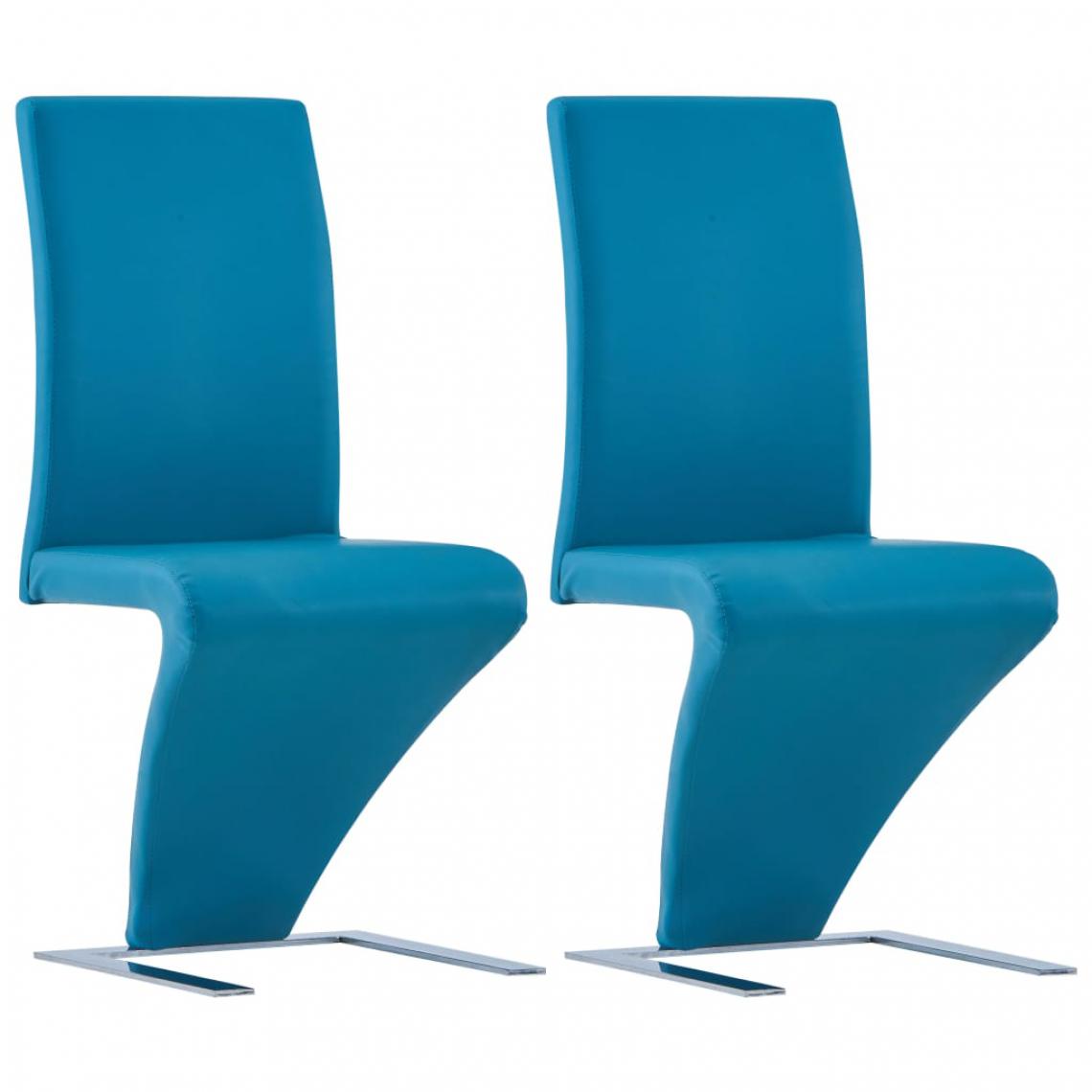 Vidaxl - vidaXL Chaises à dîner avec forme de zigzag 2 pcs Bleu Similicuir - Chaises