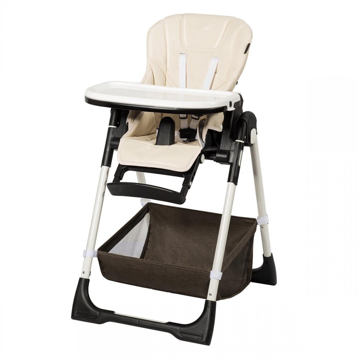 Decoshop26 - Chaise haute bébé pliable pour 0-5ans charge 15kg 6 réglages en hauteur beige 20_0000403 - Chaises