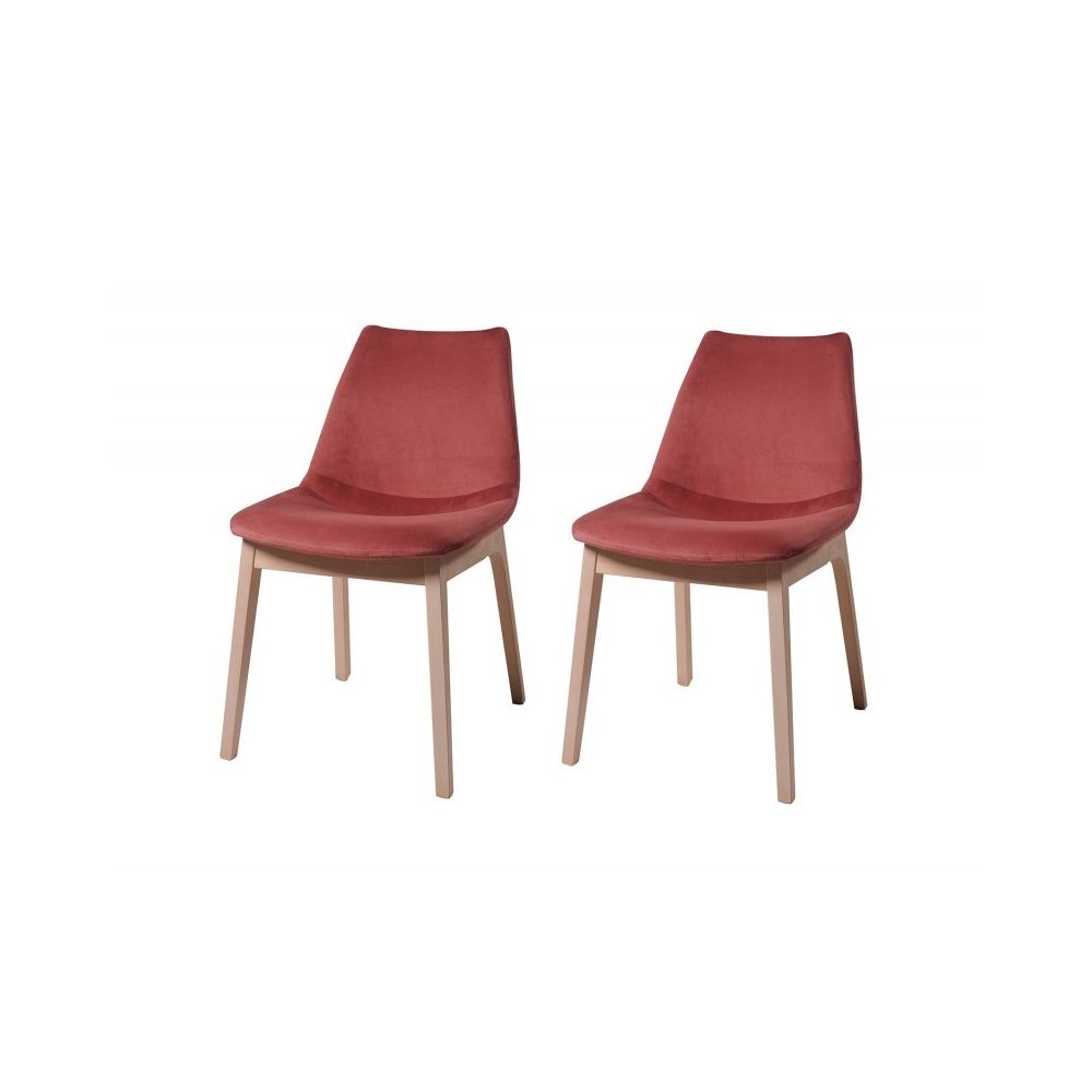 Meubletmoi - Lot 2 chaises velours rose - SIENA - Chaises