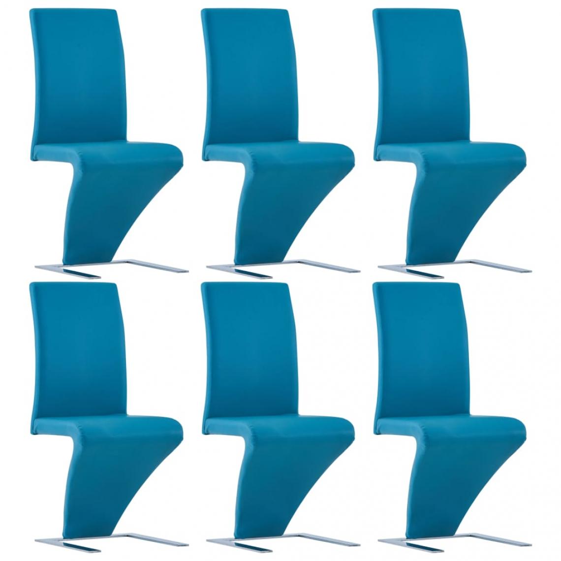 Decoshop26 - Lot de 6 chaises de salle à manger cuisine zigzag design contemporain similicuir bleu CDS022937 - Chaises