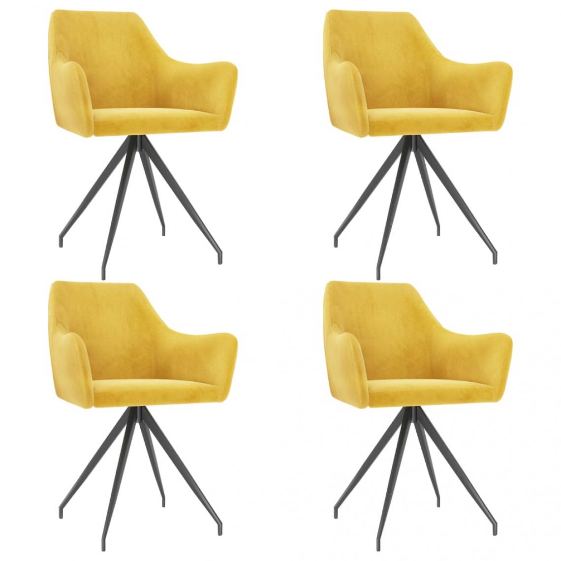 Decoshop26 - Lot de 4 chaises de salle à manger cuisine design moderne velours jaune CDS021662 - Chaises