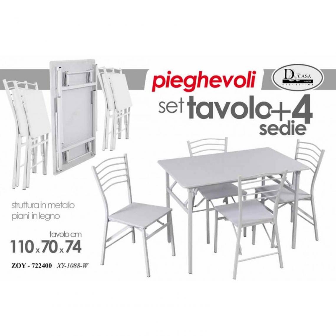 Webmarketpoint - Table pliante blanche avec 4 chaises pliantes 110 x 70 x 74 h - Tables à manger