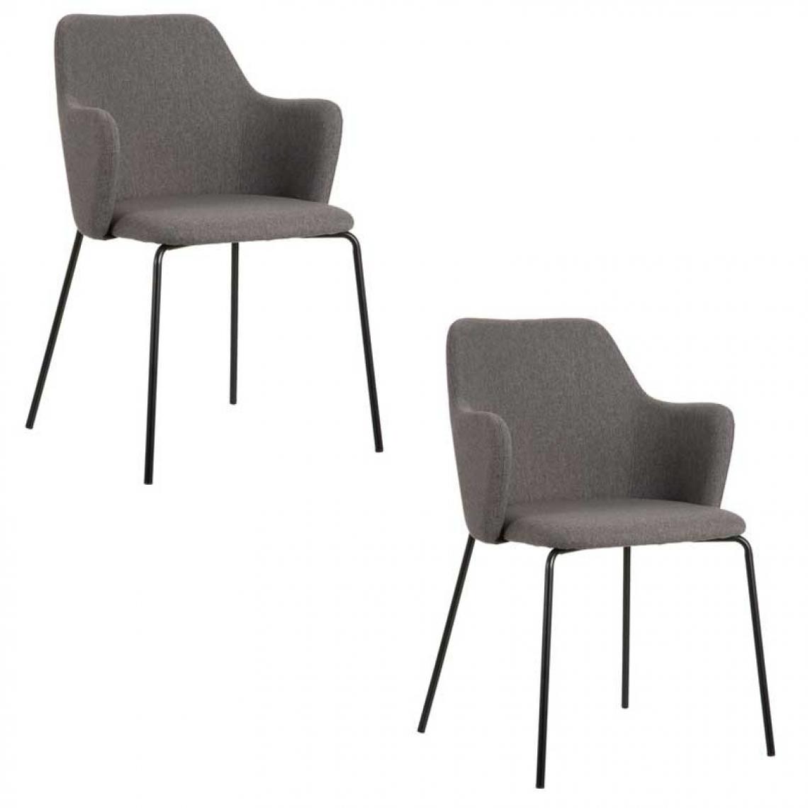 Tousmesmeubles - Duo de chaises avec accoudoirs Tissu/Métal Gris - BRATSO - Chaises