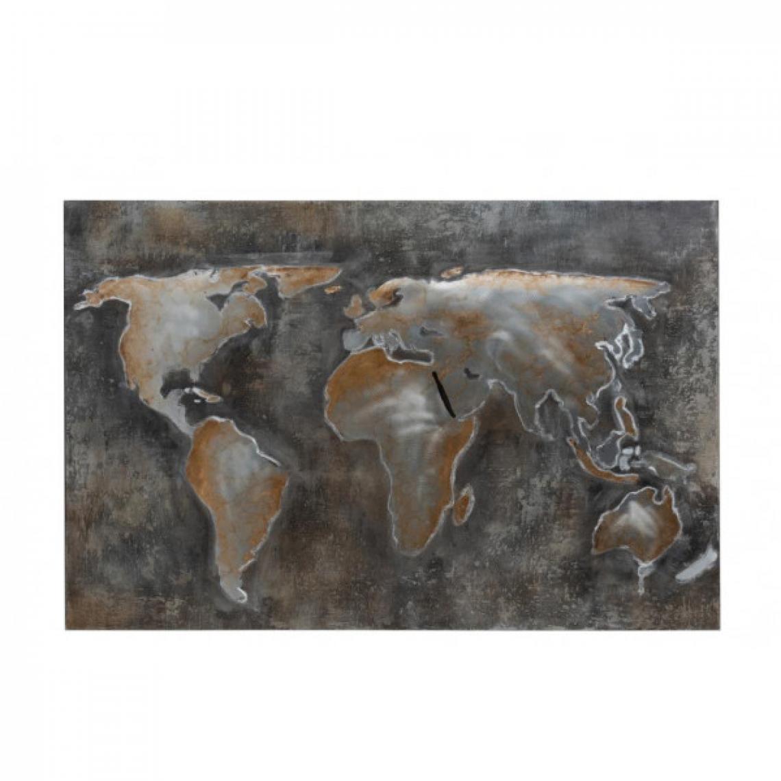 Dansmamaison - Peinture Monde Abstrait Canevas/Metal Gris/Marron - L 120 x l 3,5 x H 90 cm - Tableaux, peintures