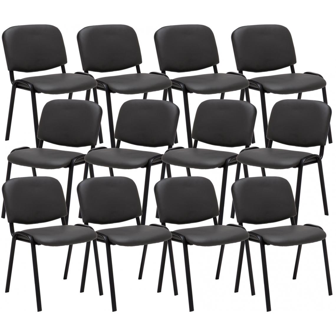 Icaverne - Admirable Ensemble de 12 chaises visiteurs selection Bamako en cuir artificiel couleur gris - Chaises