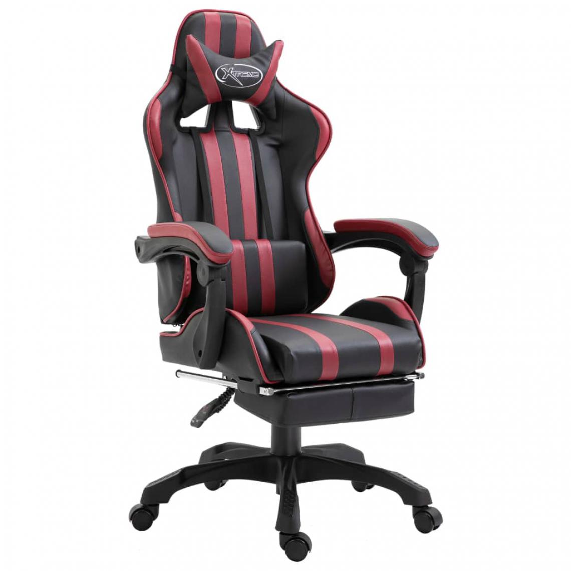 Uco - UCO Chaise de jeu avec repose-pied Rouge bordeaux Similicuir - Chaises