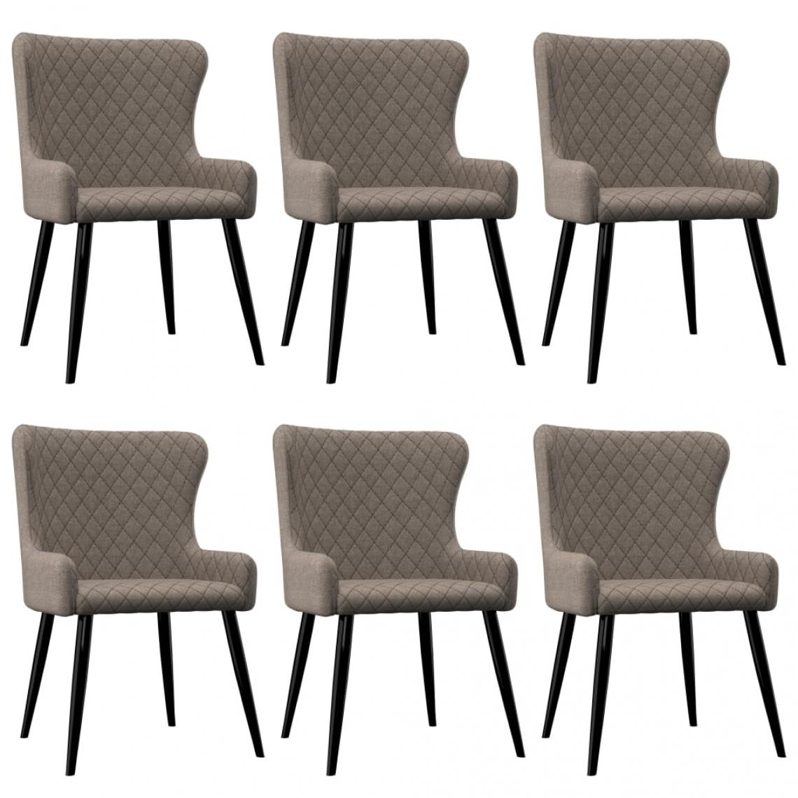 Decoshop26 - Lot de 6 chaises de salle à manger cuisine design classique tissu taupe CDS022860 - Chaises
