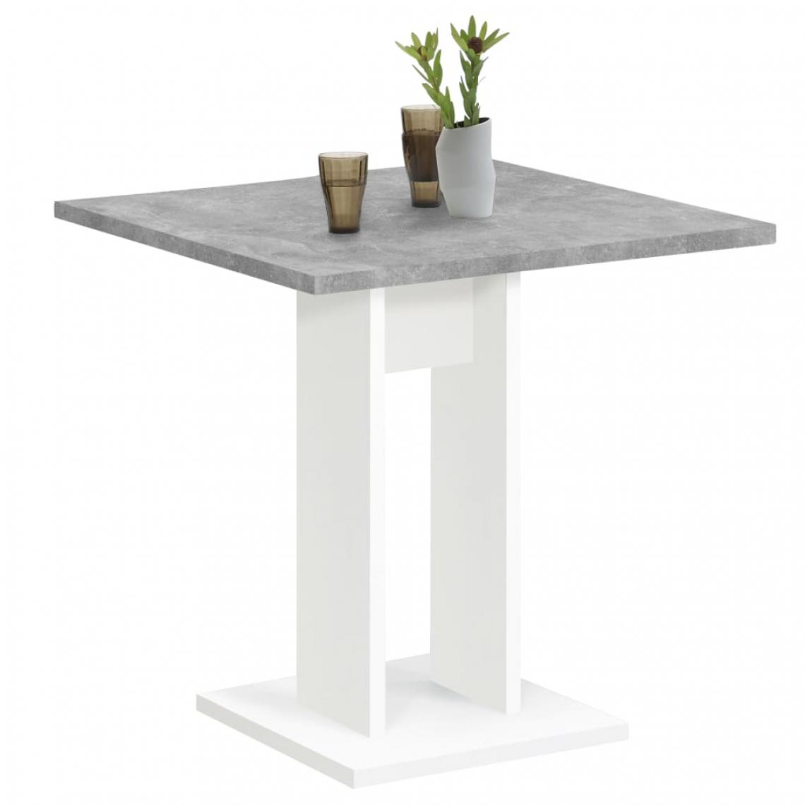 Chunhelife - FMD Table de salle à manger 70 cm Gris béton et blanc - Tables à manger