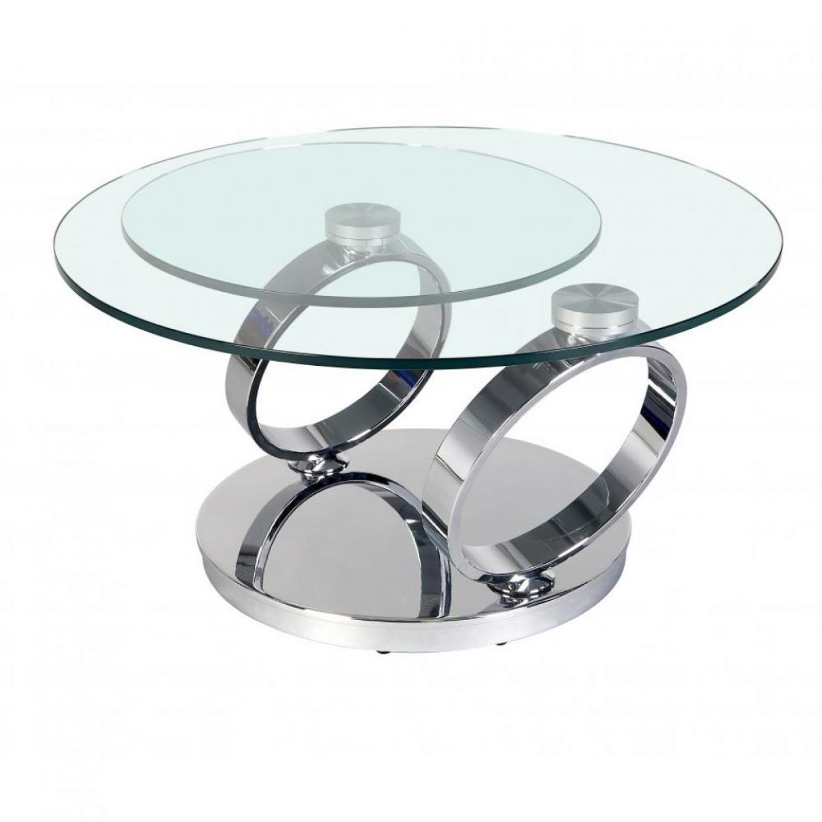 Inside 75 - Table OLYMPE à plateaux pivotants en verre et piètement CHROME - Tables à manger