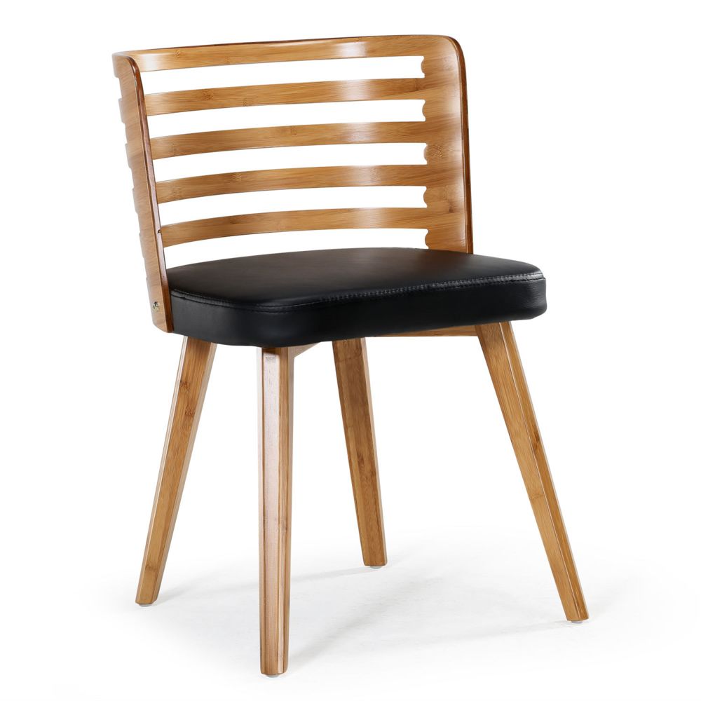 MENZZO - Lot de 2 chaises scandinave Koxy bois naturel et Noir - Chaises