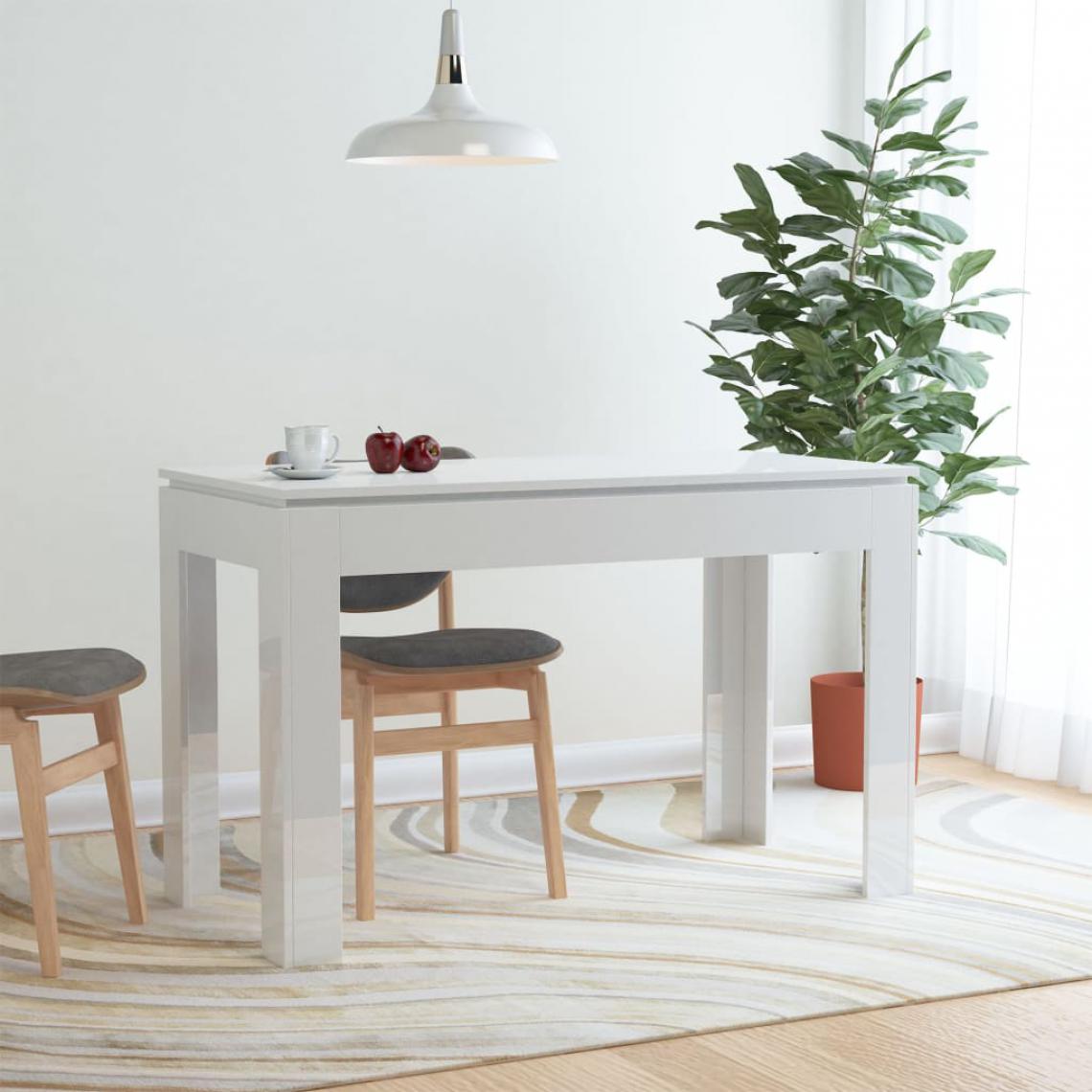Chunhelife - Table de salle à manger Blanc brillant 120x60x76 cm Aggloméré - Tables à manger