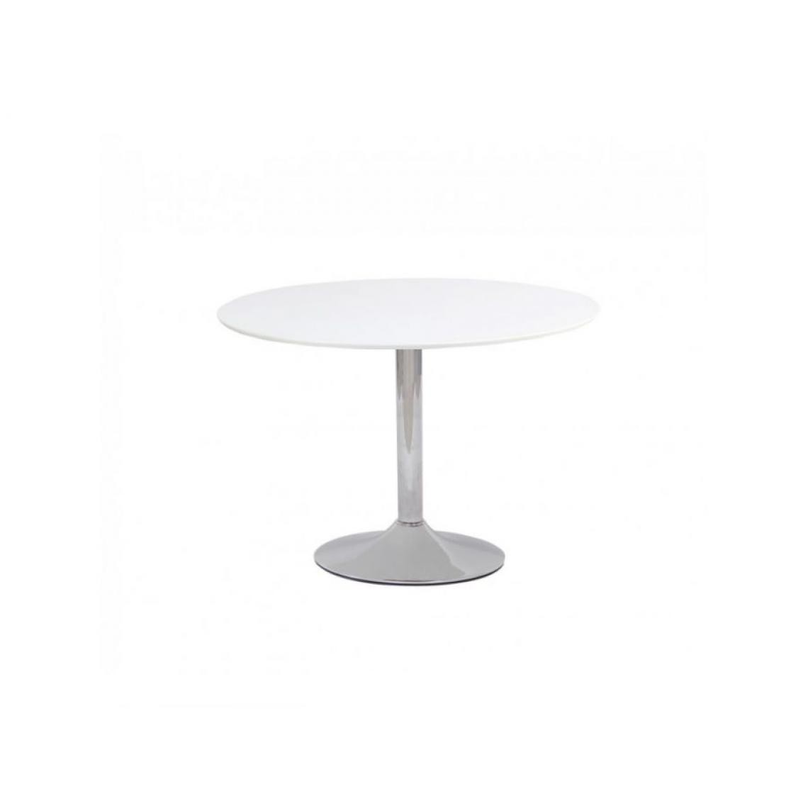 Hucoco - FLAVIO - Table élégante pour intérieur moderne - 90x90x75 cm - Pied central en métal - Plateau en bois MDF - Blanc - Tables à manger