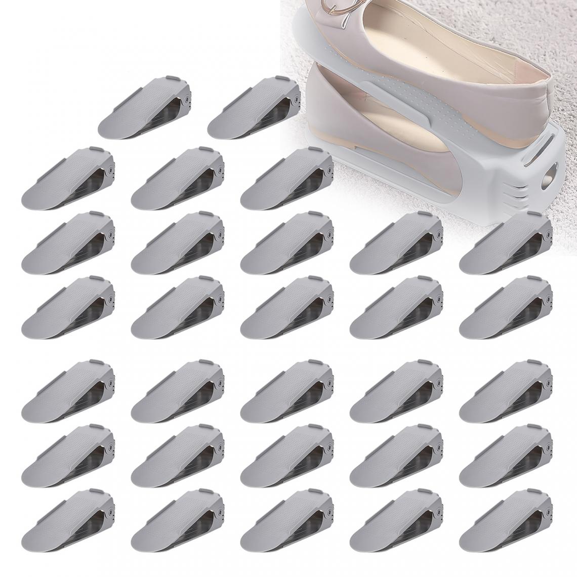 Einfeben - 30X porte-chaussures étagère à chaussures réglable étagères à chaussures ensemble réglable empileur de chaussures gris - Rangements à chaussures