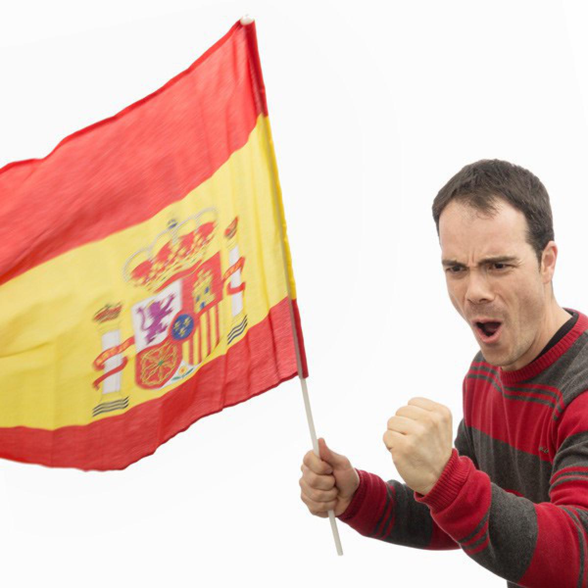 Totalcadeau - Drapeau Espagnol avec bâton - Flag Espagne supporteur Pas cher - Objets déco