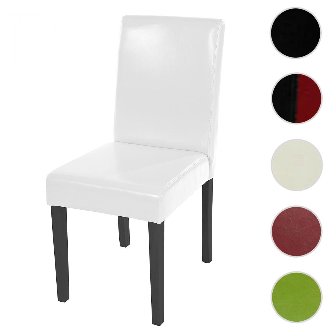 Mendler - Chaise de salle à manger Littau, chaise de cuisine, similicuir ~ blanc, pieds foncés - Chaises