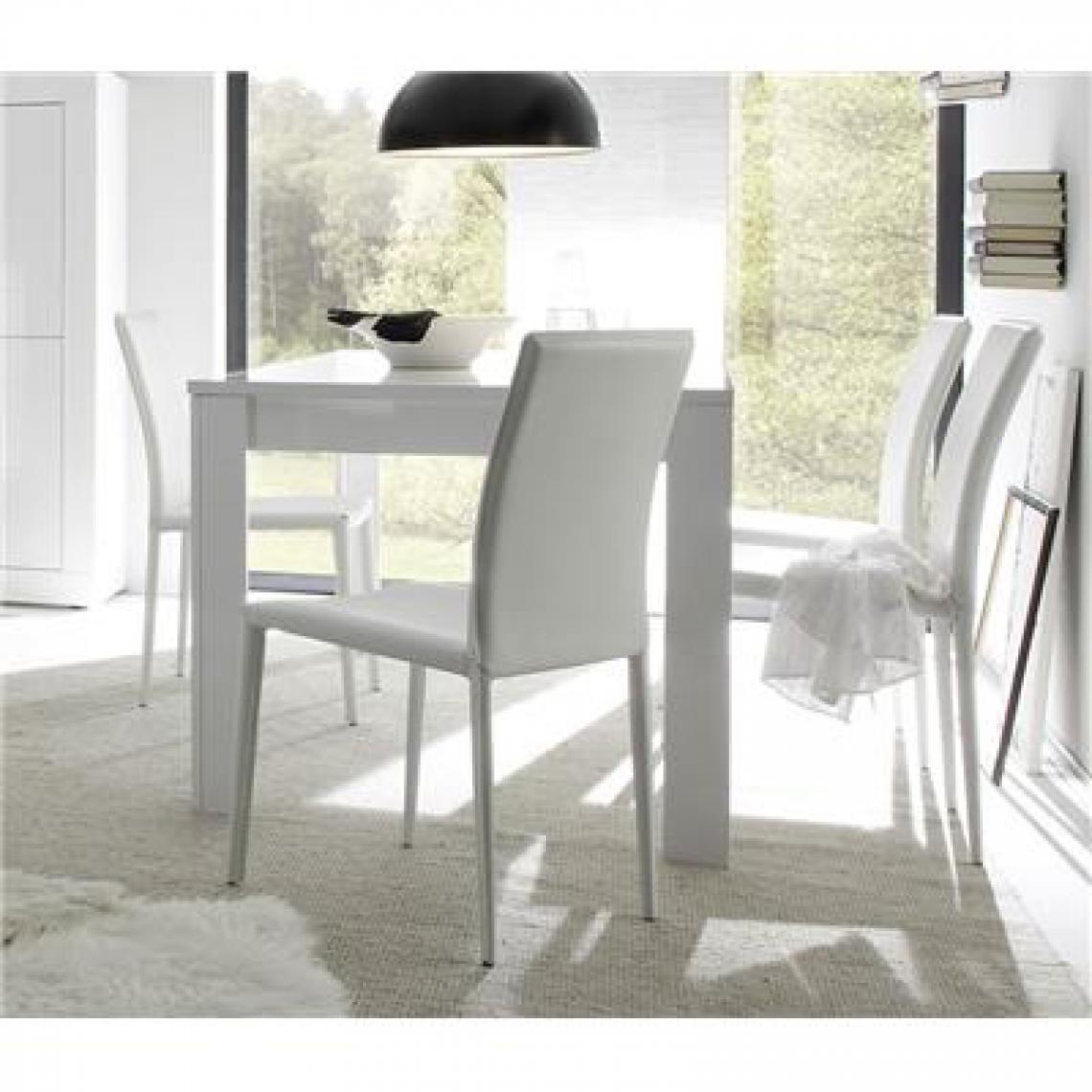 Nouvomeuble - Table à manger 180x90 cm blanc laqué design FOCIA 2 - Tables à manger