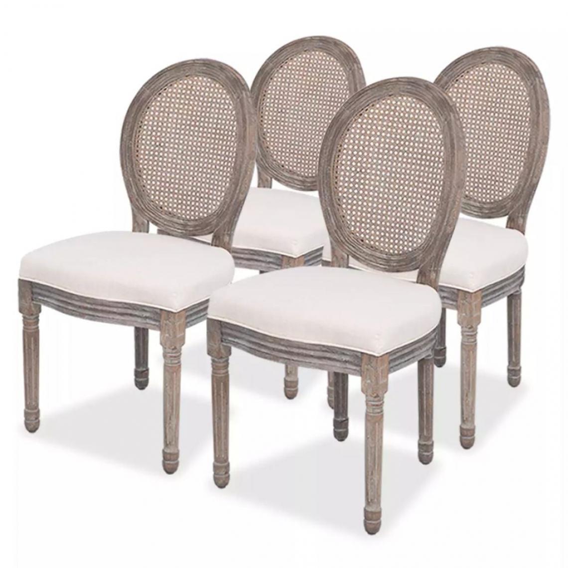 Decoshop26 - Lot de 4 chaises de salle à manger cuisine design intemporel tissu crème CDS021470 - Chaises
