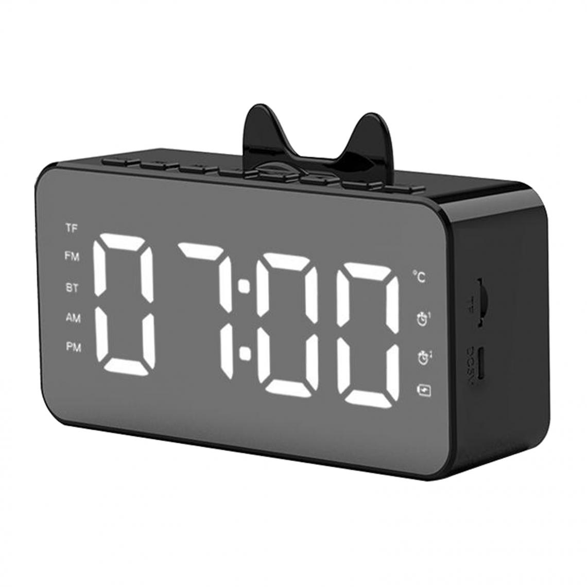 marque generique - Double Radio-réveil Bluetooth Snooze Haut-parleur Horloge De Bureau Bureau Maison Noir - Réveil