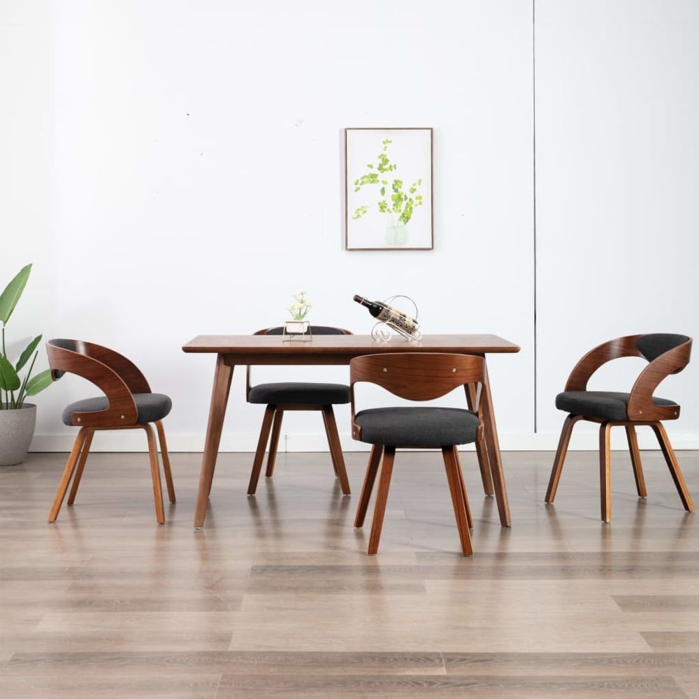 marque generique - Magnifique Fauteuils et chaises collection Caracas Chaises de salle à manger 4 pcs Gris foncé Bois courbé et tissu - Chaises