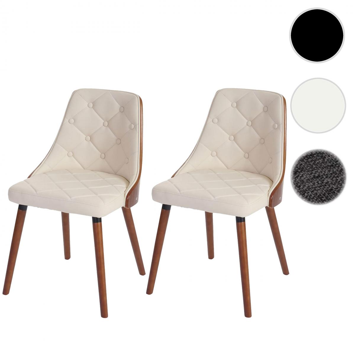 Mendler - 2x chaise de salle à manger Osijek, fauteuil, aspect noix, bois cintré ~ similicuir, crème - Chaises