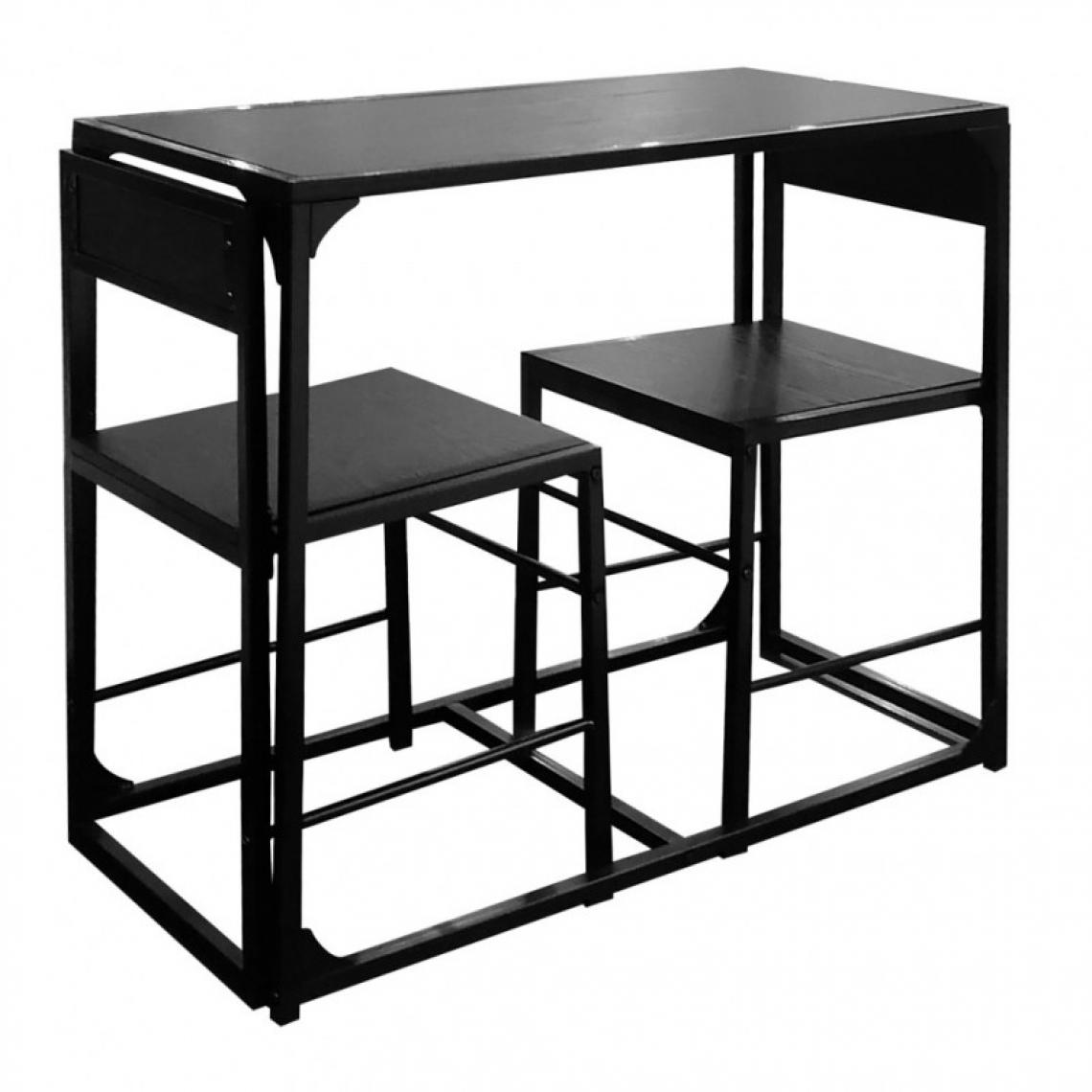 Meubletmoi - Set 1 table et 2 chaises en bois et piètement métal - BERNY 7286 - Tables à manger
