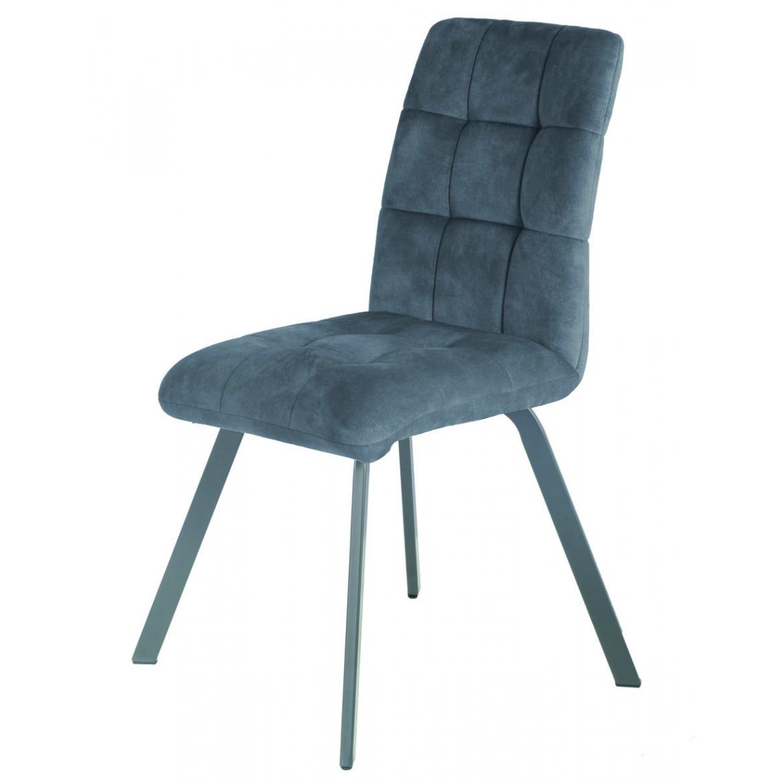 Pegane - Lot de 2 chaises en tissu / métal coloris gris - Longueur 45 x Profondeur 62 x hauteur 89 x hauteur assise 48 cm - Chaises
