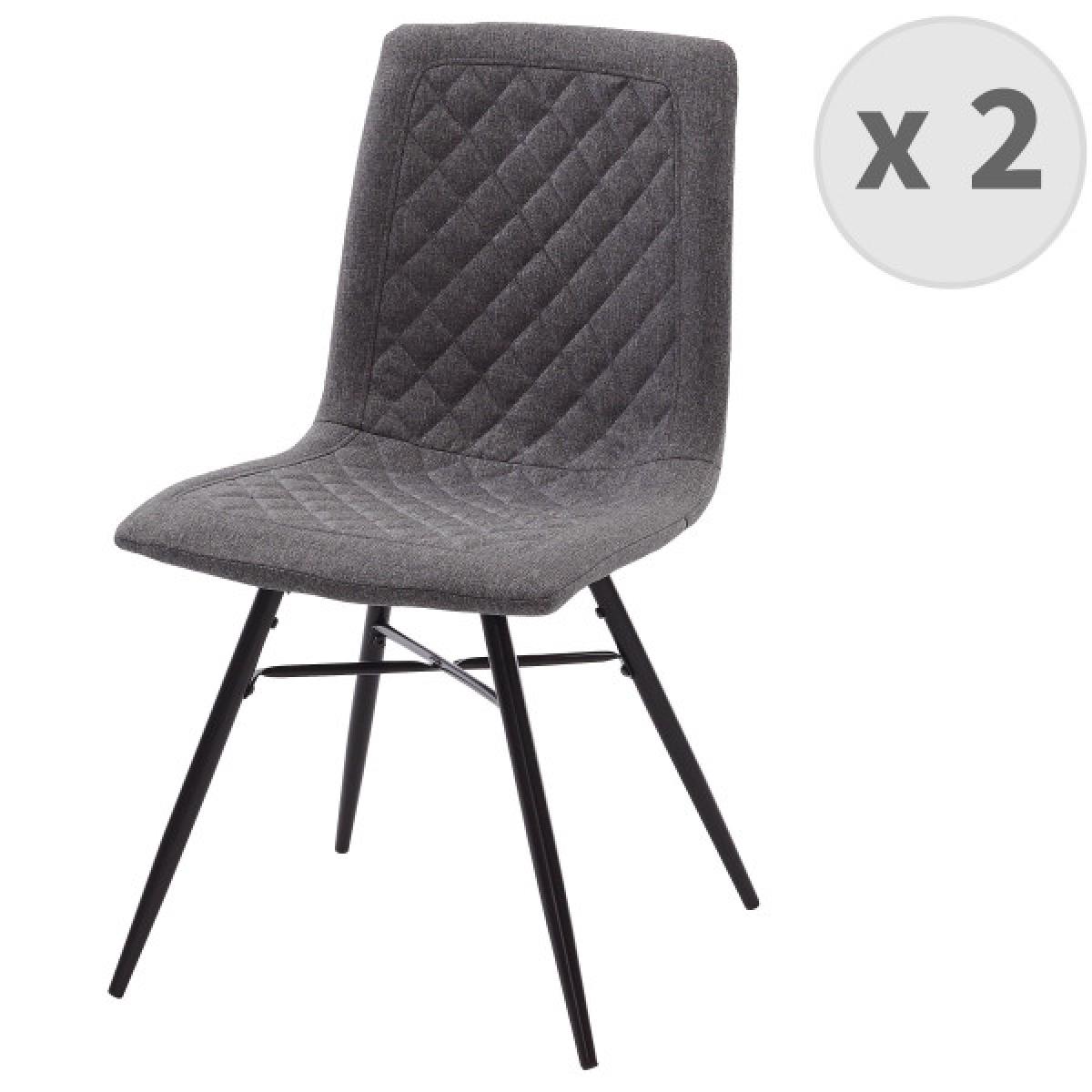 Moloo - OXFORD-Chaise indus tissu gris foncé pieds noir (x2) - Chaises