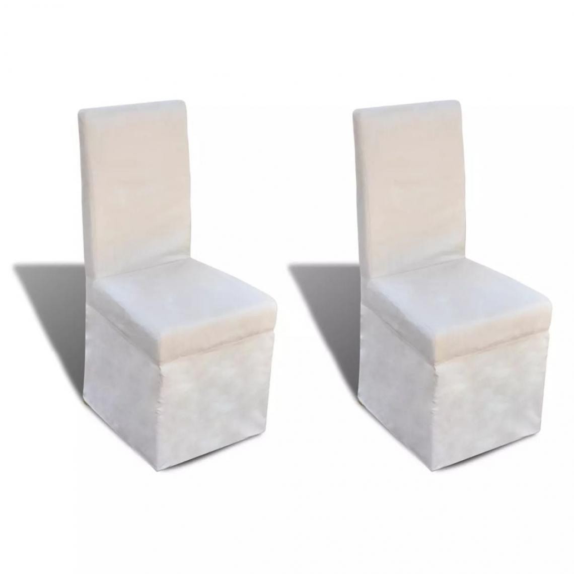 Decoshop26 - Lot de 2 chaises de salle à manger cuisine design classique tissu blanc crème CDS020168 - Chaises