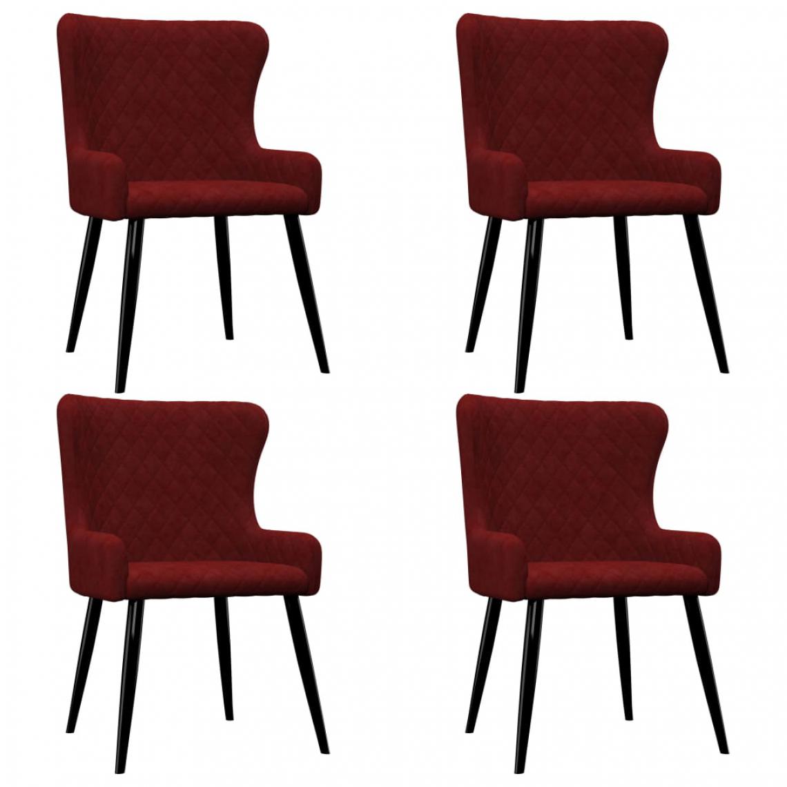 Chunhelife - Chaises de salle à manger 4 pcs Rouge Velours - Chaises