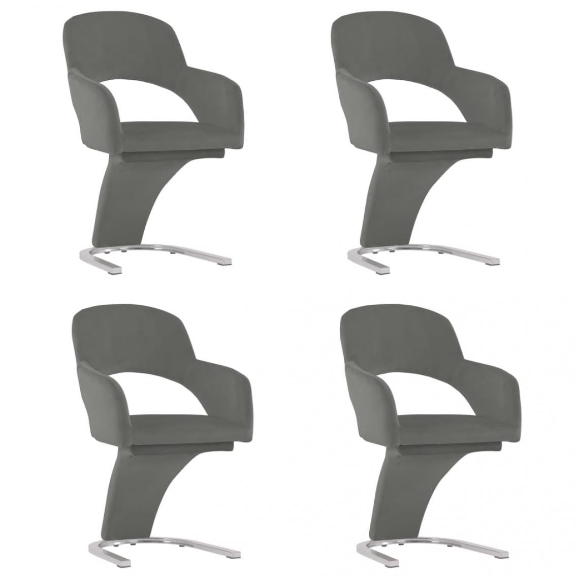 Decoshop26 - Lot de 4 chaises de salle à manger cuisine design moderne velours gris CDS021620 - Chaises