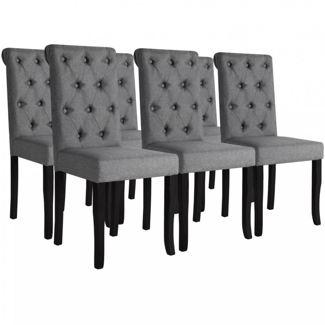 Decoshop26 - Lot de 6 chaises de salle à manger cuisine design élégant et intemporel en tissu gris foncé CDS022443 - Chaises