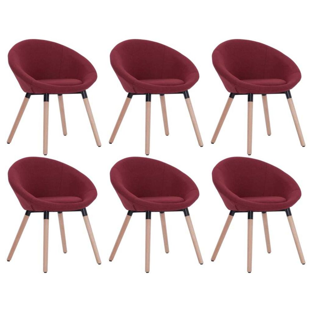 marque generique - Icaverne - Chaises de cuisine selection 6 pcs Chaises de salle à manger Rouge bordeaux Tissu - Chaises