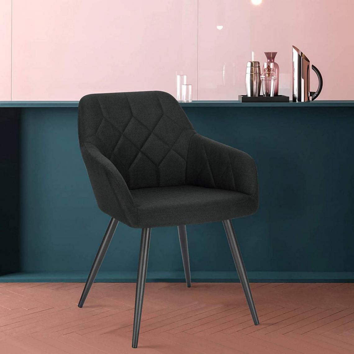 MercatoXL - chaise de salle en modèle de matériau lin noir - Tables à manger