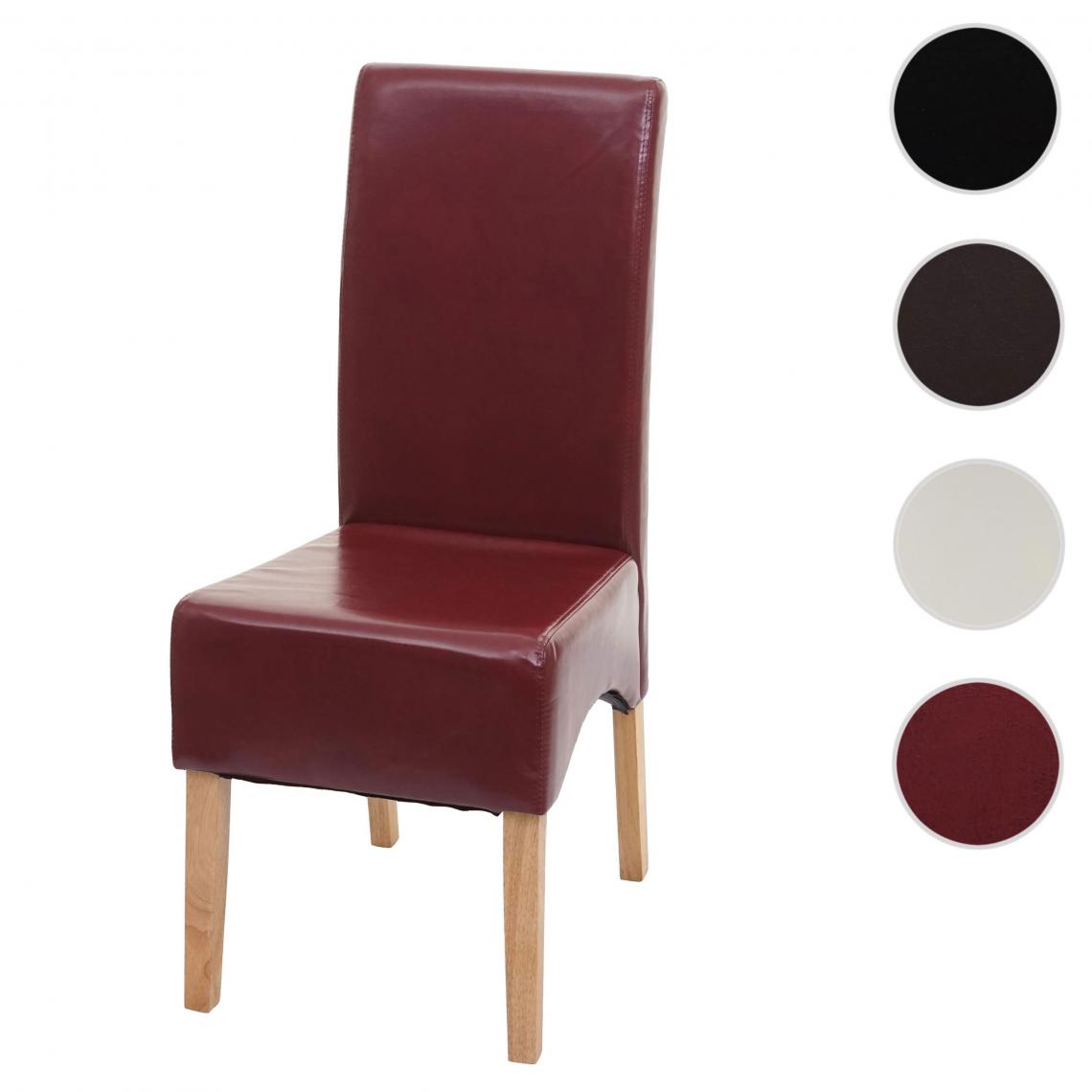 Mendler - Chaise de salle à manger Latina, chaise de cuisine, cuir ~ rouge, pieds légers - Chaises