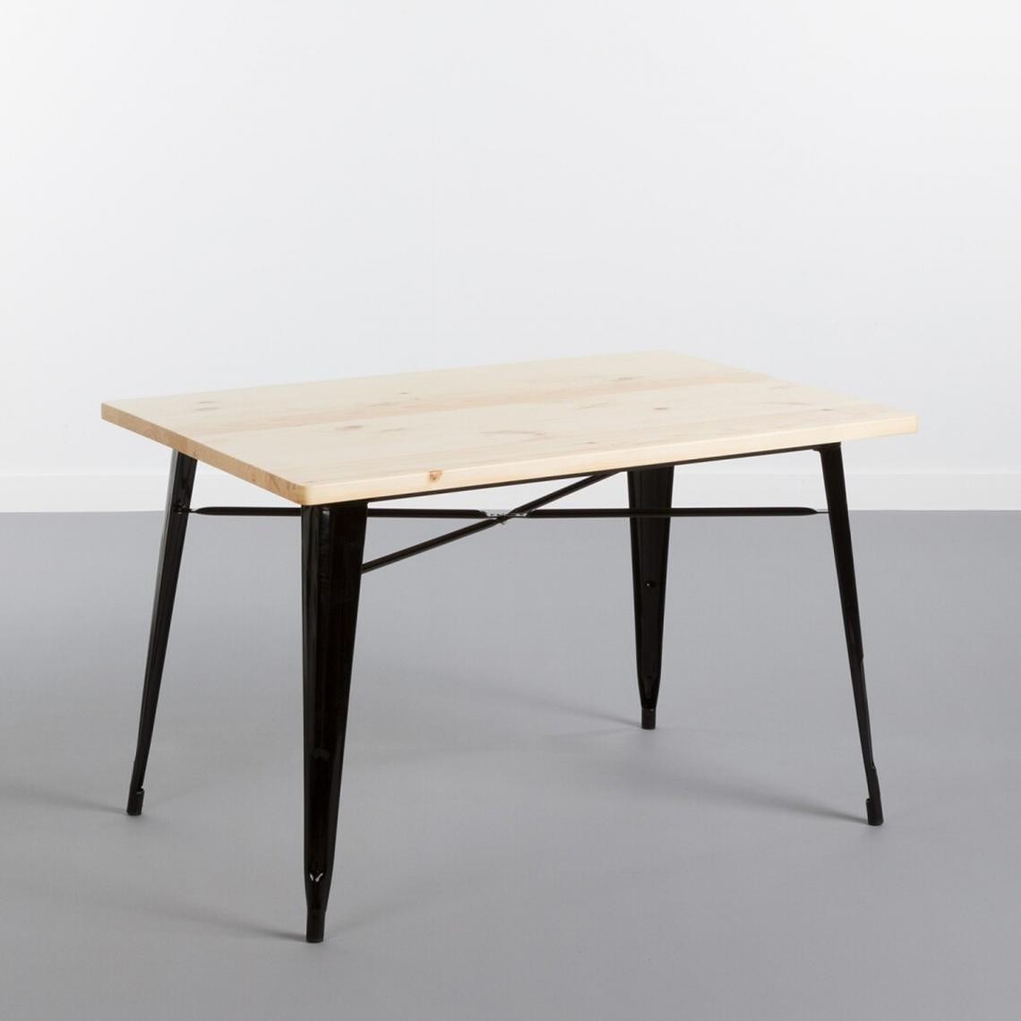 Pegane - Table à manger en bois chêne et pieds en métal Noir - Profondeur 80 x Longueur 120 x Hauteur 74 cm - Tables à manger