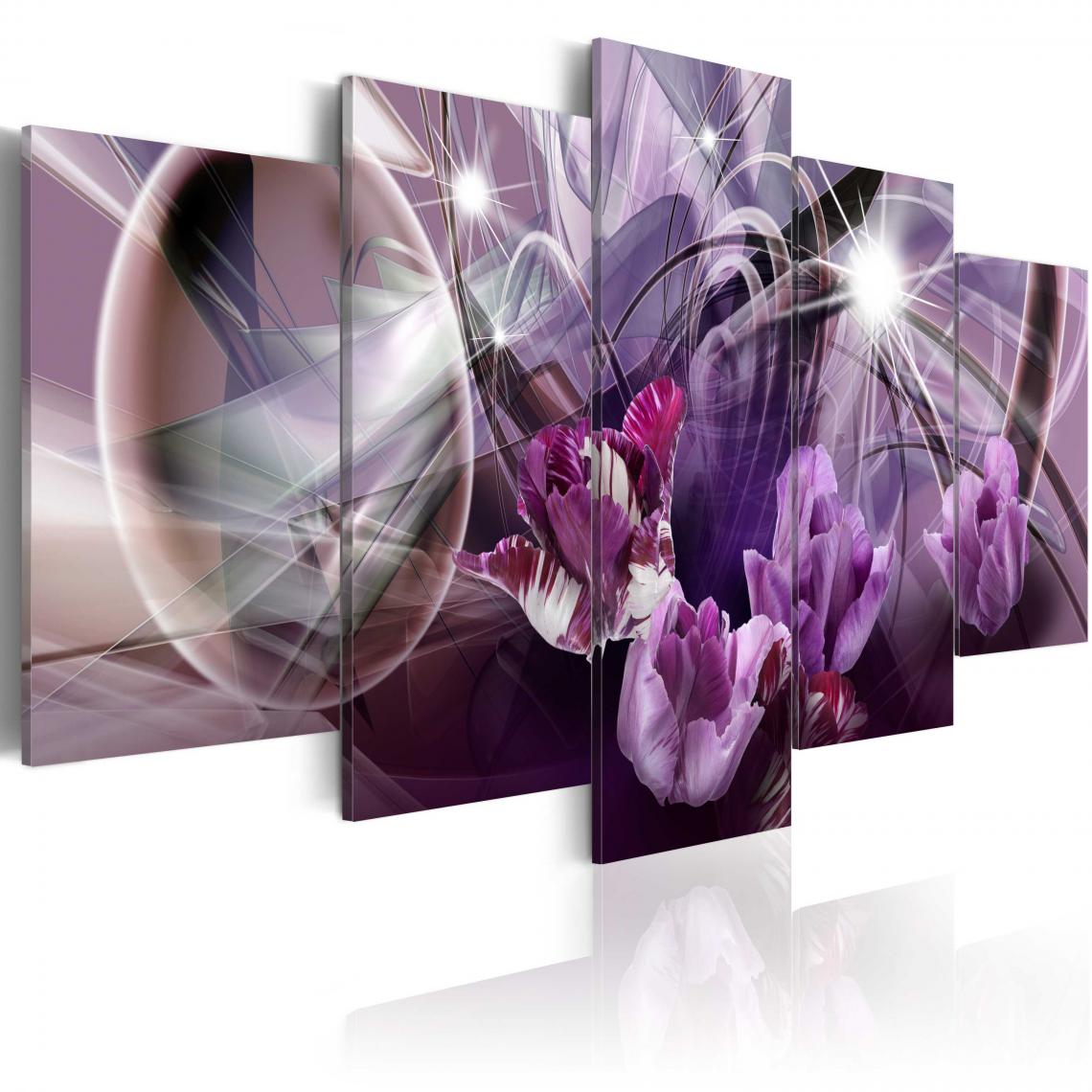 Decoshop26 - Tableau toile de décoration motif tulipe violette 200x100cm DEC110115/2 - Tableaux, peintures