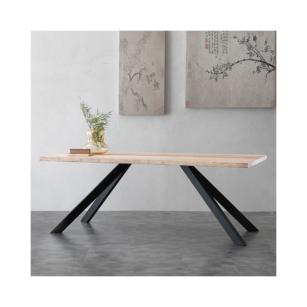 Nouvomeuble - Table à manger en bois massif et métal ILONA - Tables à manger