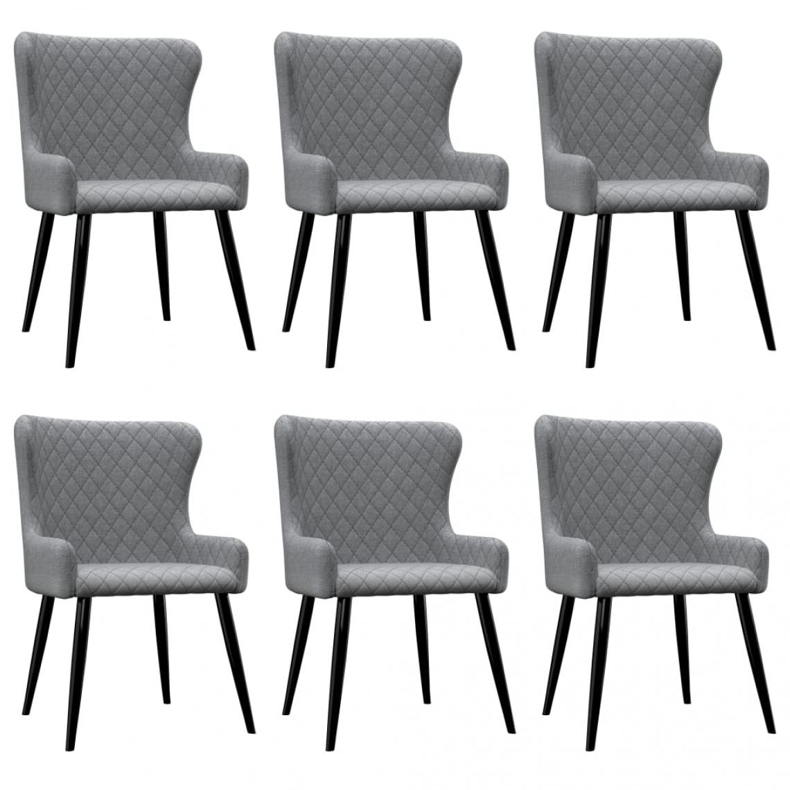 Decoshop26 - Lot de 6 chaises de salle à manger cuisine style moderne et chic en tissu gris clair CDS022422 - Chaises