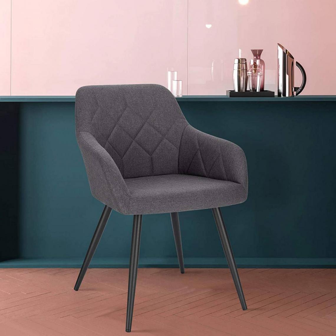 MercatoXL - chaise de salle en modèle matériel lin gris foncé - Tables à manger