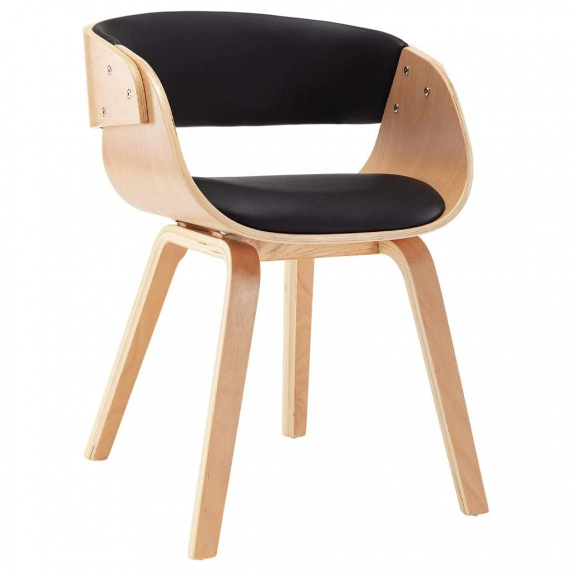 Decoshop26 - Chaise de salle à manger design moderne en bois courbé et similicuir noir CDS020060 - Chaises