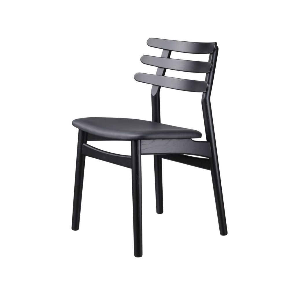 marque generique - J48 Chaise - noir - chêne noir - siège en cuir - Chaises