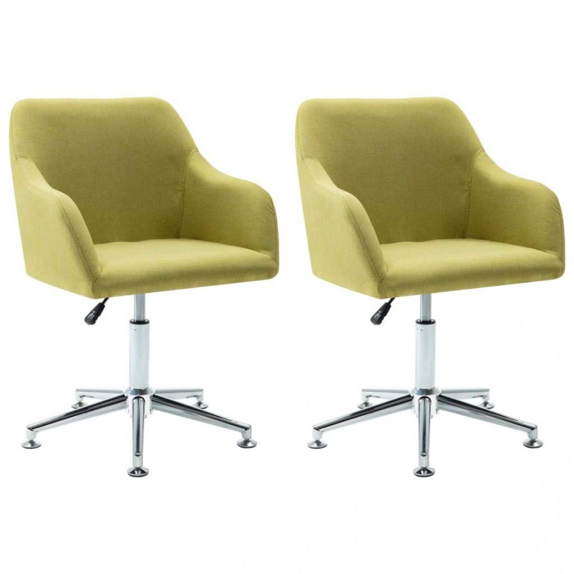 Decoshop26 - Lot de 2 chaises de salle à manger cuisine pivotantes design contemporain tissu vert CDS020944 - Chaises