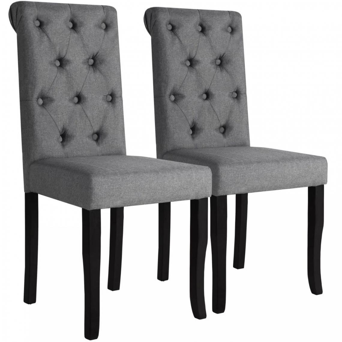 Decoshop26 - Lot de 2 chaises de salle à manger cuisine dossier capitonné en tissu gris foncé CDS020532 - Chaises