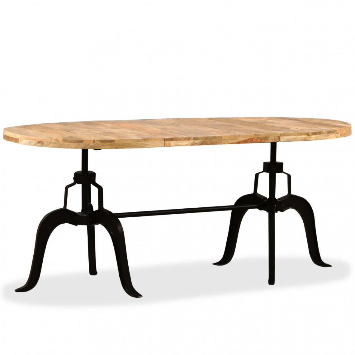 Helloshop26 - Table de salon salle à manger design Bois de manguier massif et acier 180 cm 0902174 - Tables à manger